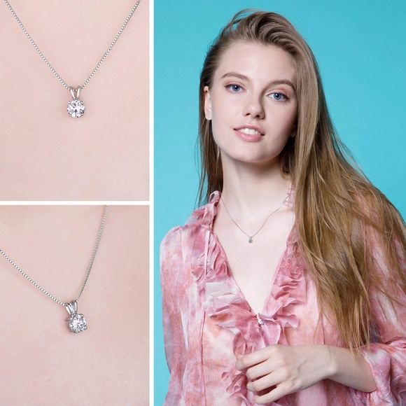 1ct Simulated Diamond CZ Stud Pendant - Picture 4 of 6